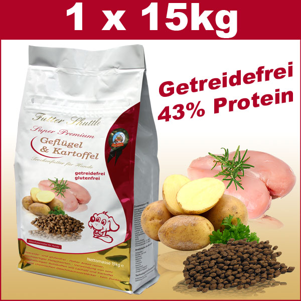 Hundefutter ohne Getreide mit Geflügel & Kartoffel 15kg